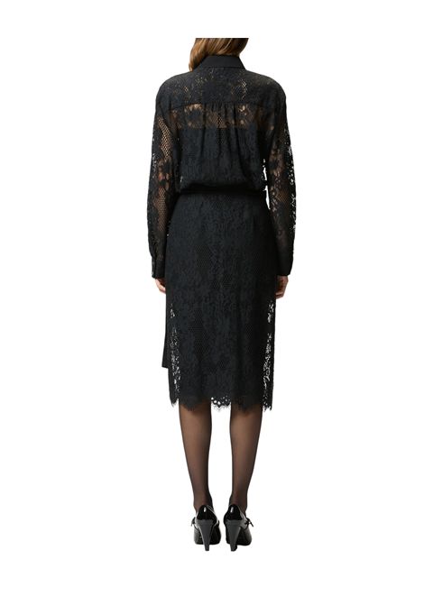 Abito midi in pizzo rebrodé con maniche lunghe PINKO | Abiti | 105644 A2QBZ99